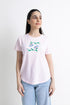 Pink Flower Embroidery T-Shirt